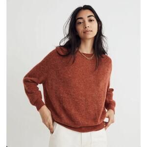 Madewell Elliston Crop Pullover Alpaca Wool Sweater in Heather Brick - (Size S)